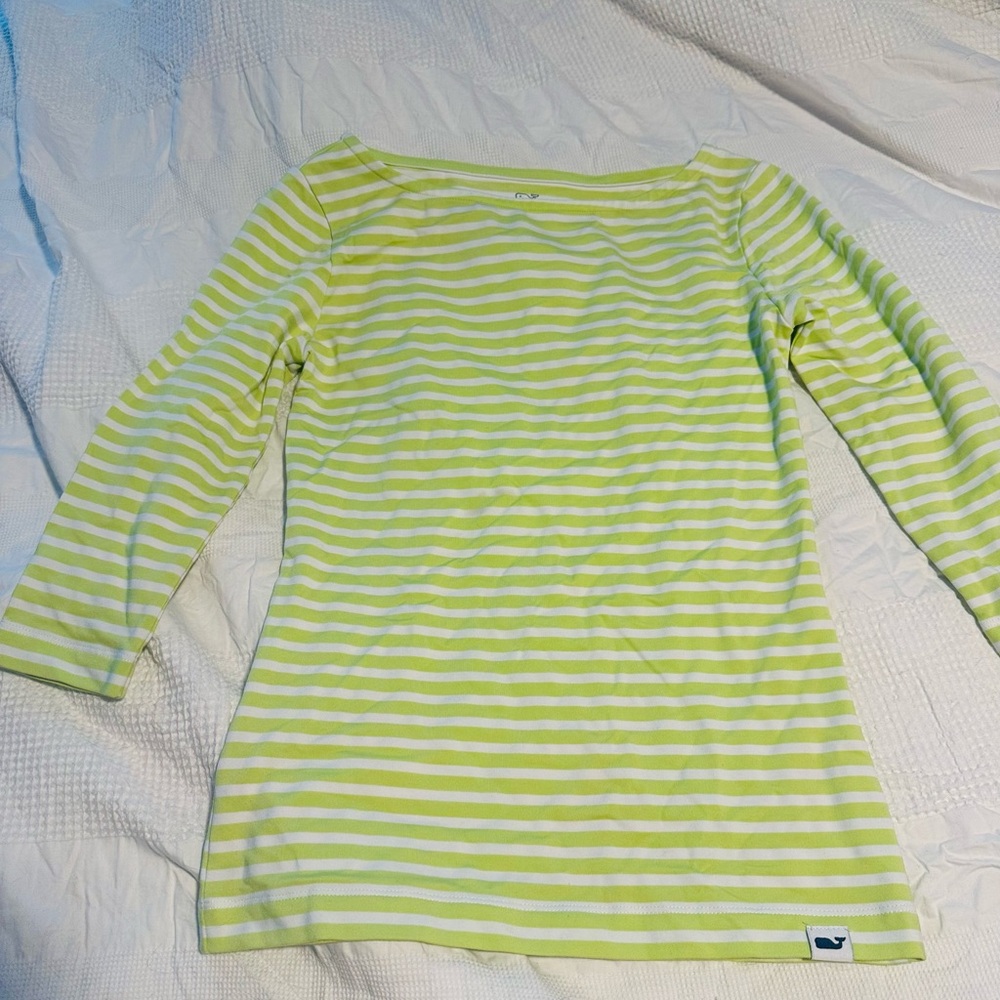 Vineyard Vines Green and Yellow Fitted 3/4 Sleeve Blouse